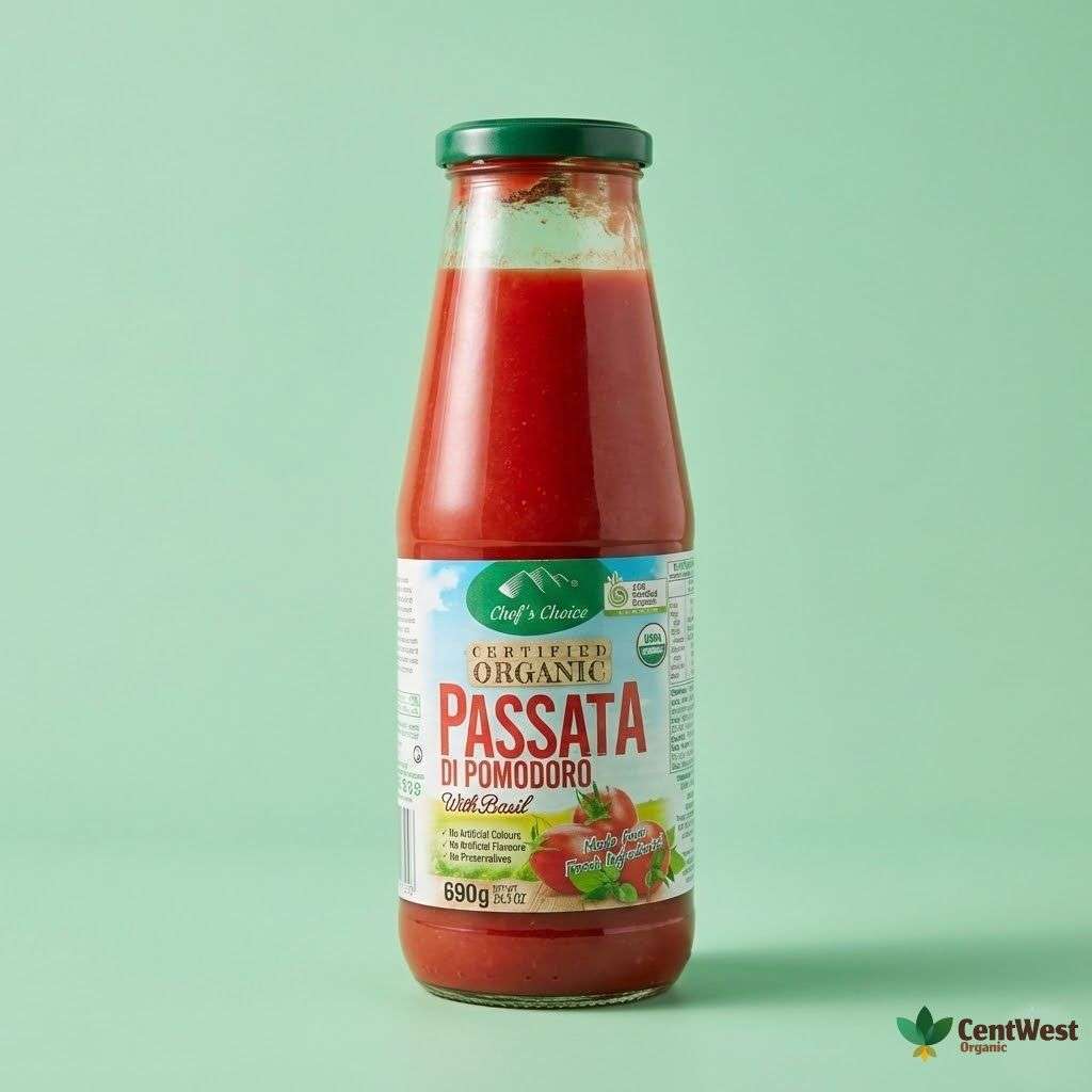 Chef's Choice Organic Sauce - Passata W/Basil 680g (Australia)
