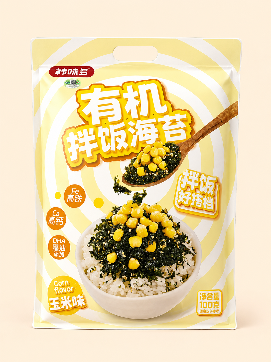 Hanweiduo Organic Sandwich Seaweed - Sesame Flavour 30g韩味多有机夹心海苔芝麻味