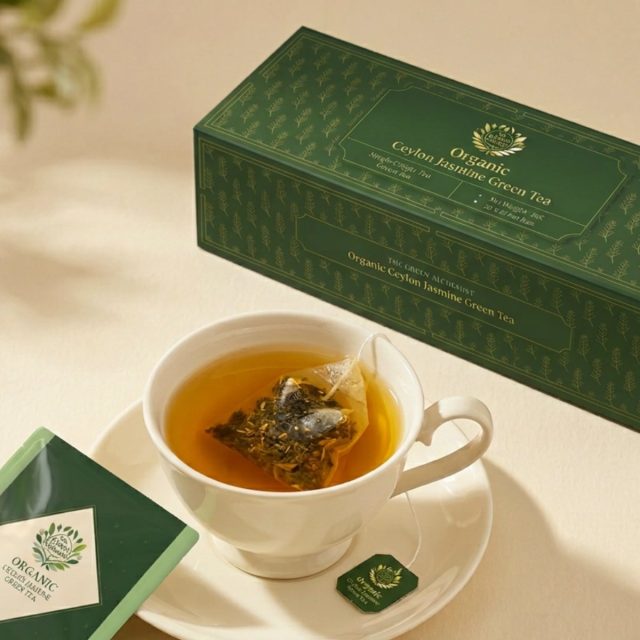 TGA - Organic Ceylon Jasmine Green Tea Bags in Gift Box, 45g