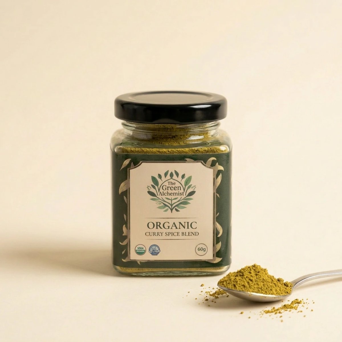 TGA - Organic Curry Spice Blend Powder in Glass Bottle, 120g
