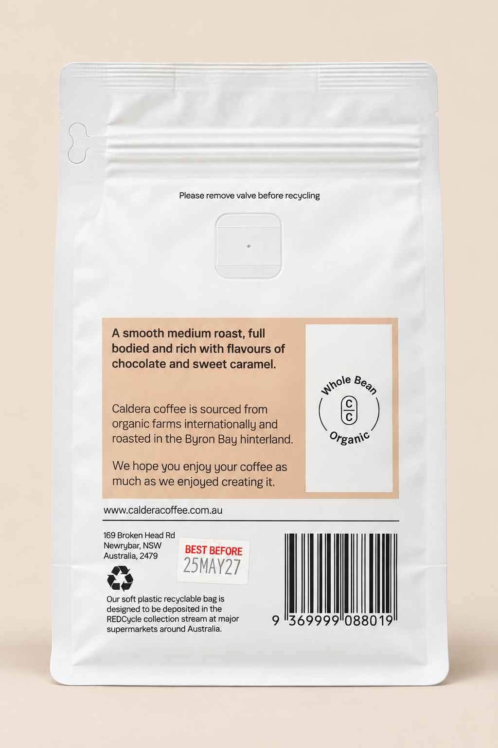 Caldera Coffee – Organic Whole Bean Coffee (250g) Australia