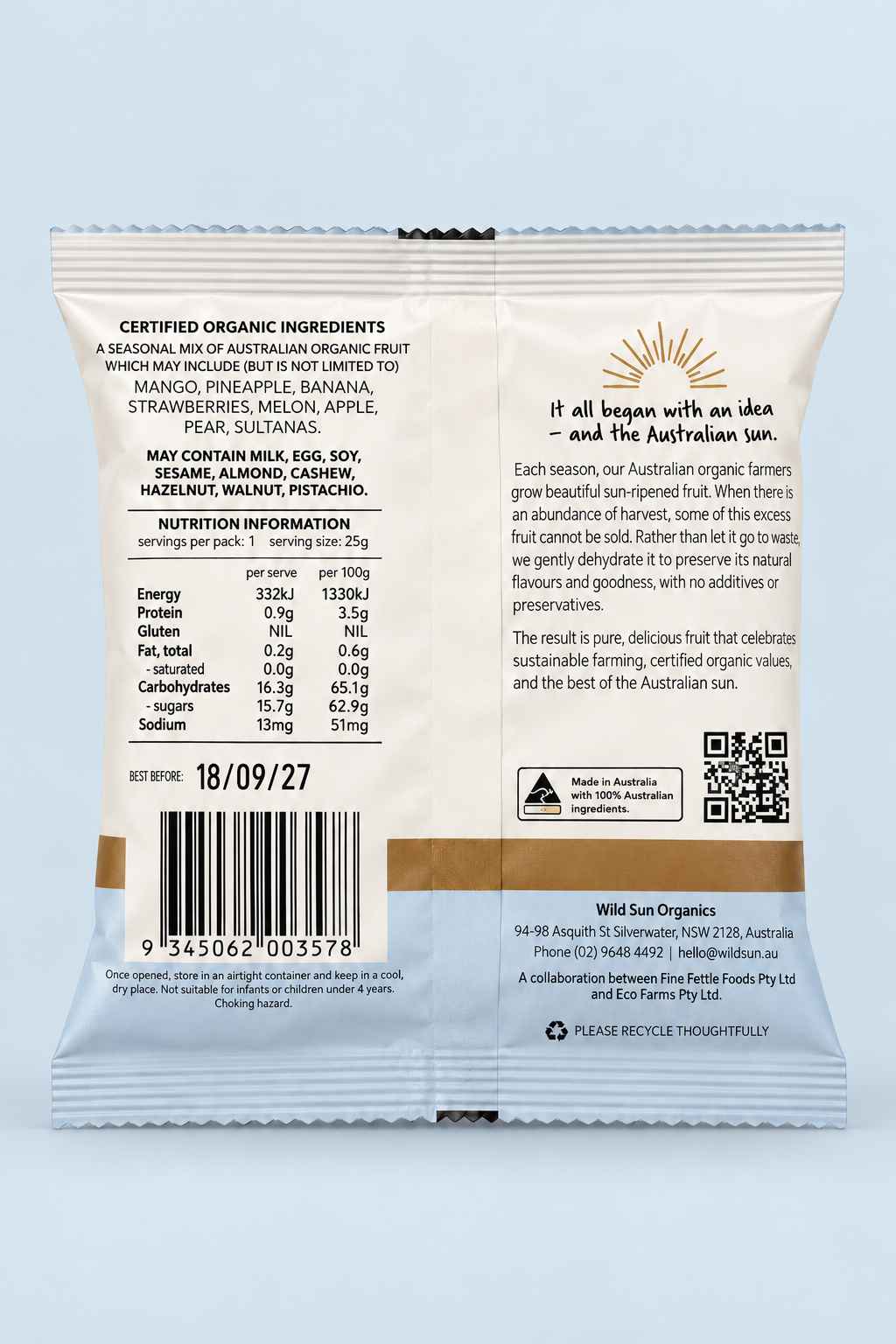 Wild Sun Organics – Organic Seasonal Dried Fruit Mix (25g) Australia
