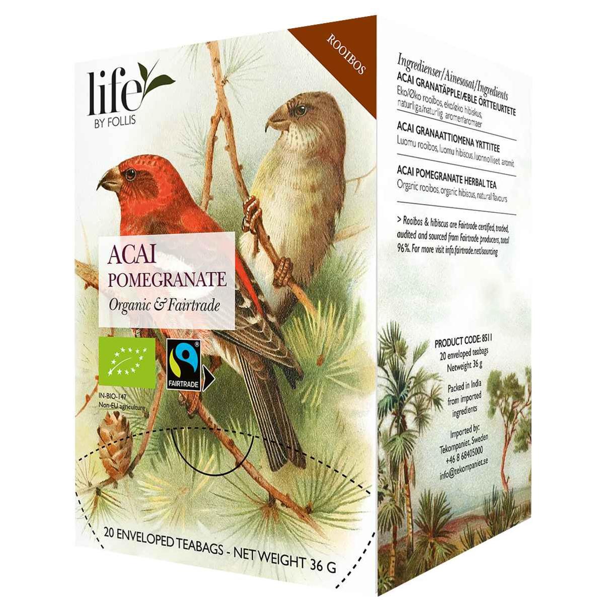 Acai Pomegranate Tea 20 Bags | Life by Follis Organic Rooibos Tea