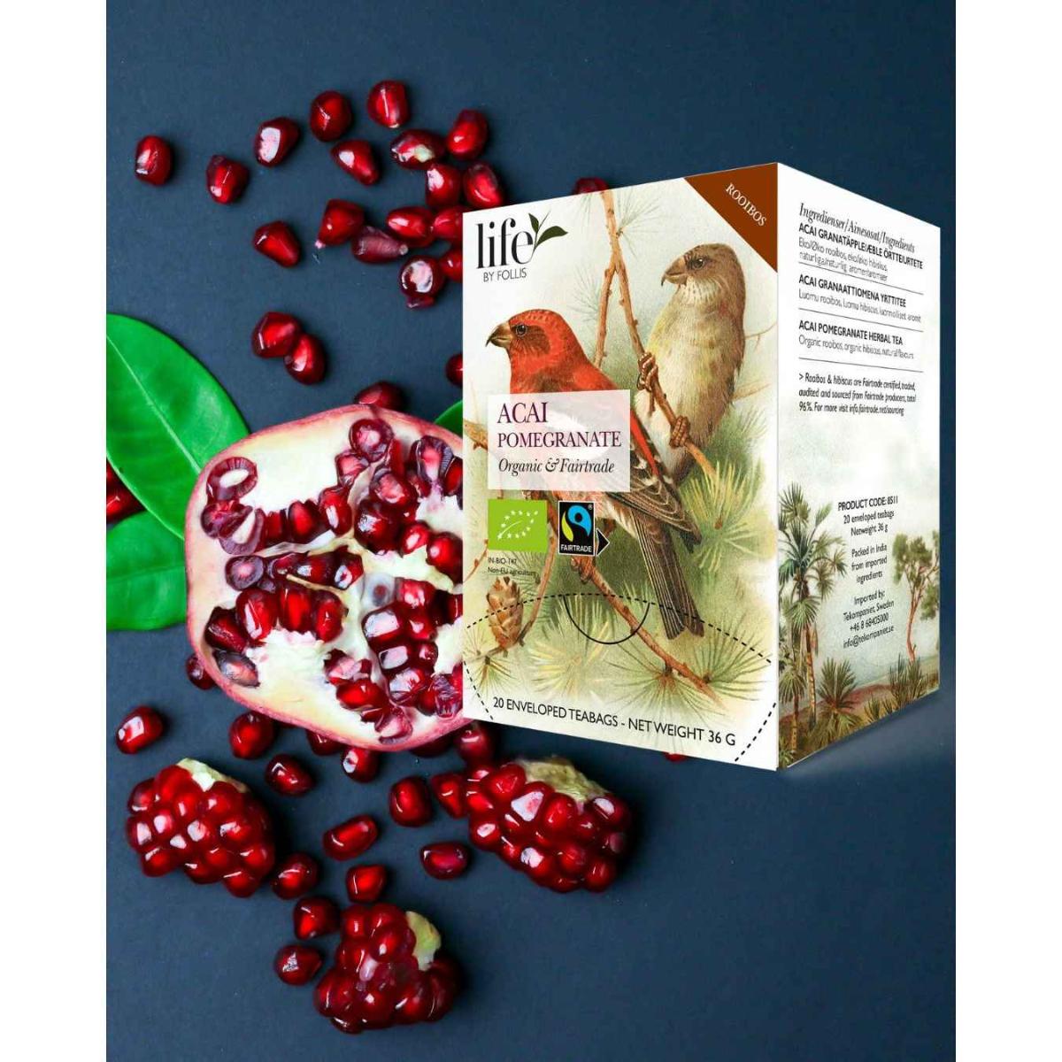 Acai Pomegranate Tea 20 Bags | Life by Follis Organic Rooibos Tea