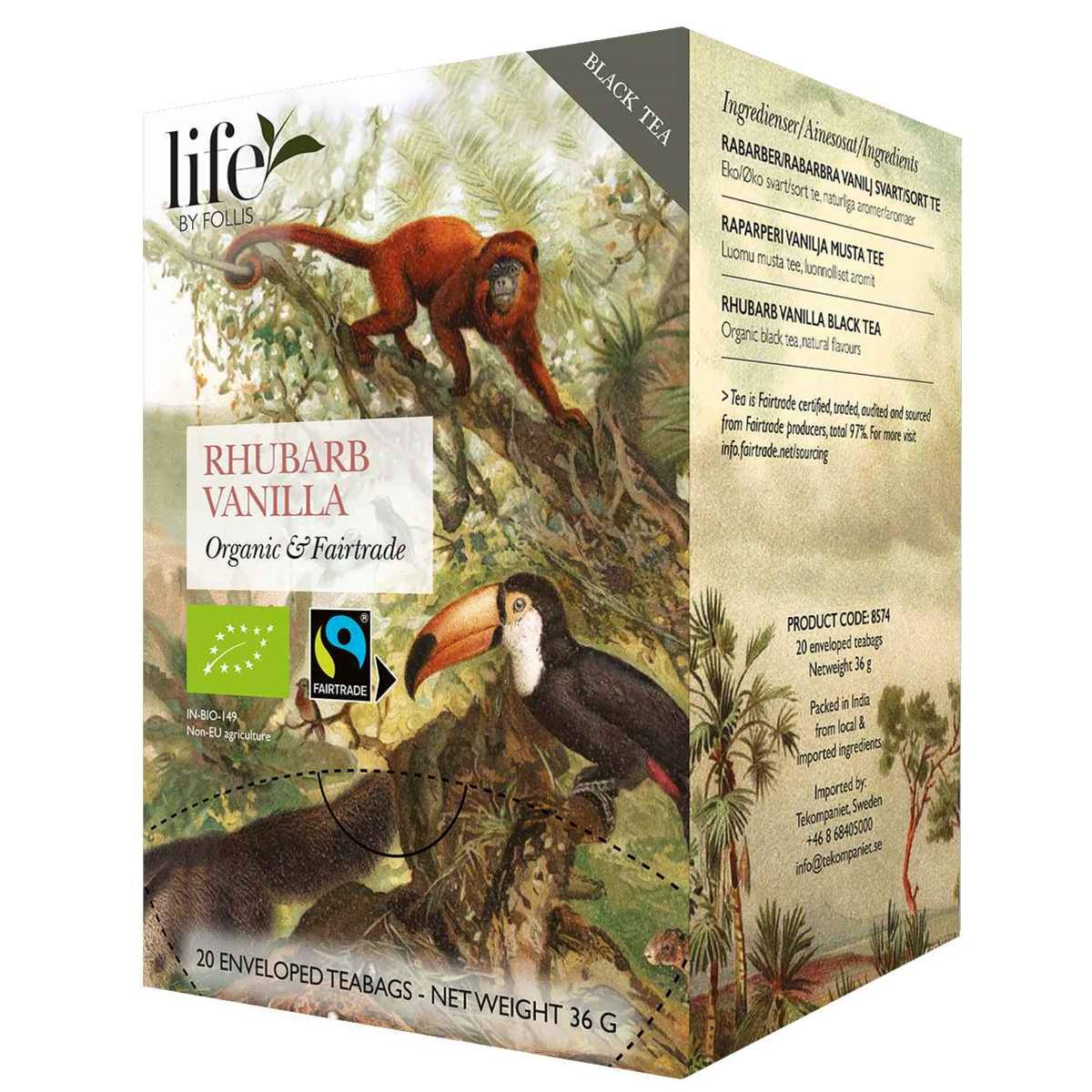 Rhubarb Vanilla Tea 20 Bags | Life by Follis Organic Black Tea | Fairtrade